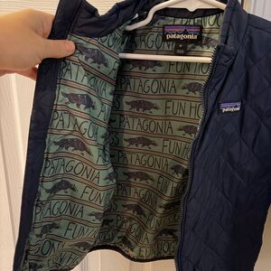 Patagonia Dark Blue Jacket with Green Lining